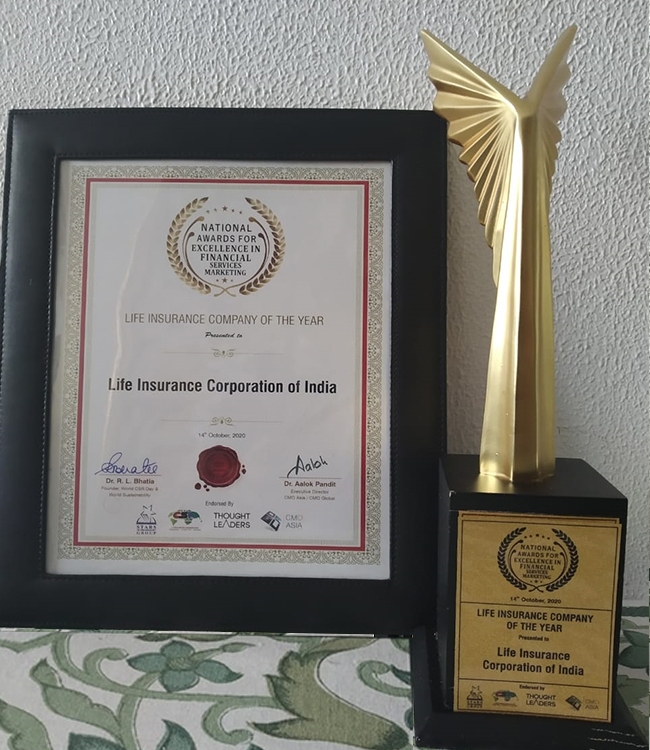 National Awards for Excellence in Finacial Services LIFE INSURANCE COMPANY OF THE YEAR 2020