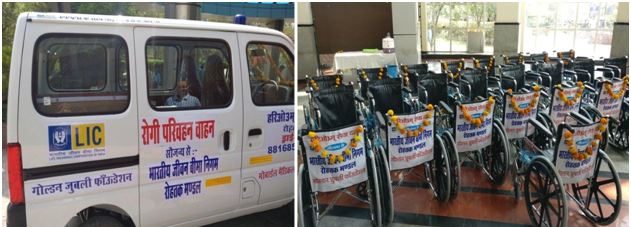 Ambulance & 25 Wheel Chair to Hari Om Sewa Dal, Rohtak